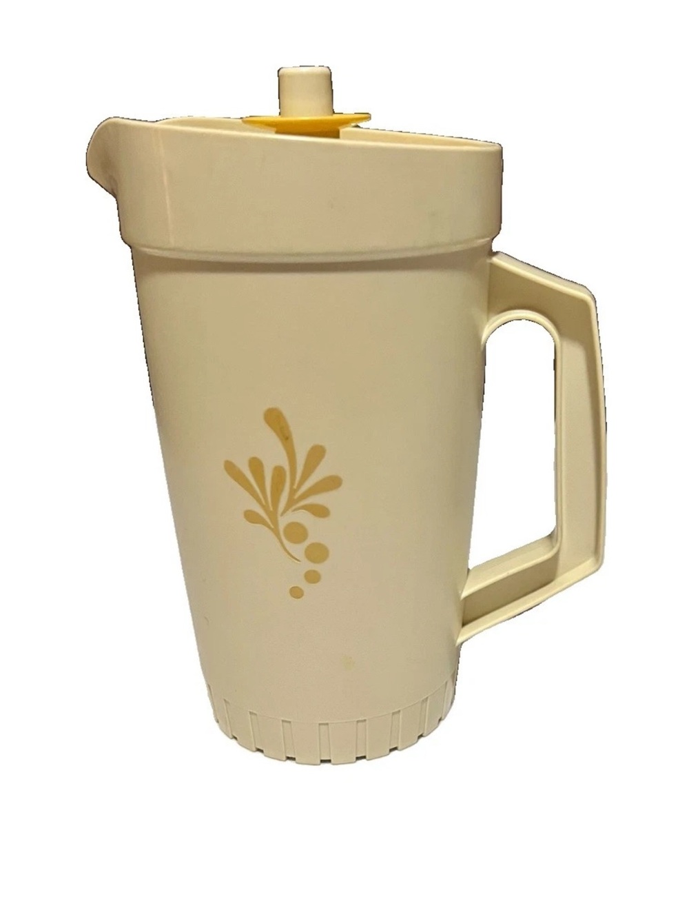 Vintage Tupperware 1 Qt Pitcher ~ 874-14 ~ Almond Harvest Gold ~ Push Button Lid